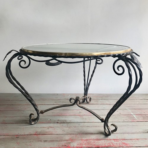 Mirrored Wrought Iron Table